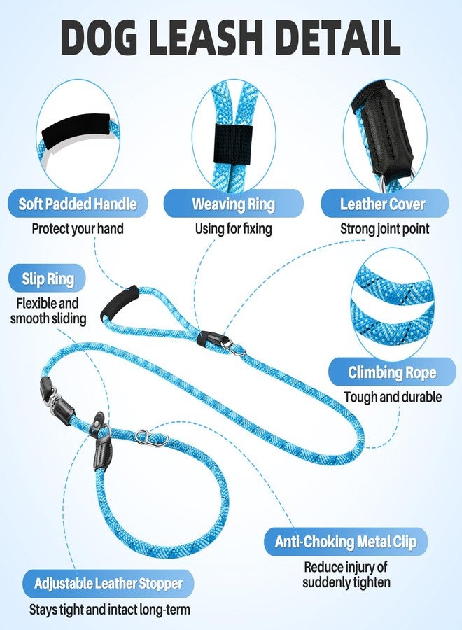 Lukovee Slip Lead Dog Leash, 4-6 FT x 1/2" Adjustable Tangle Free Leash, Heavy Duty Comfortable Reflective No Pull Training Rope Lead with Padded Handle for Medium Large Dogs (Blue, S: 4-6 FT) - Image 2