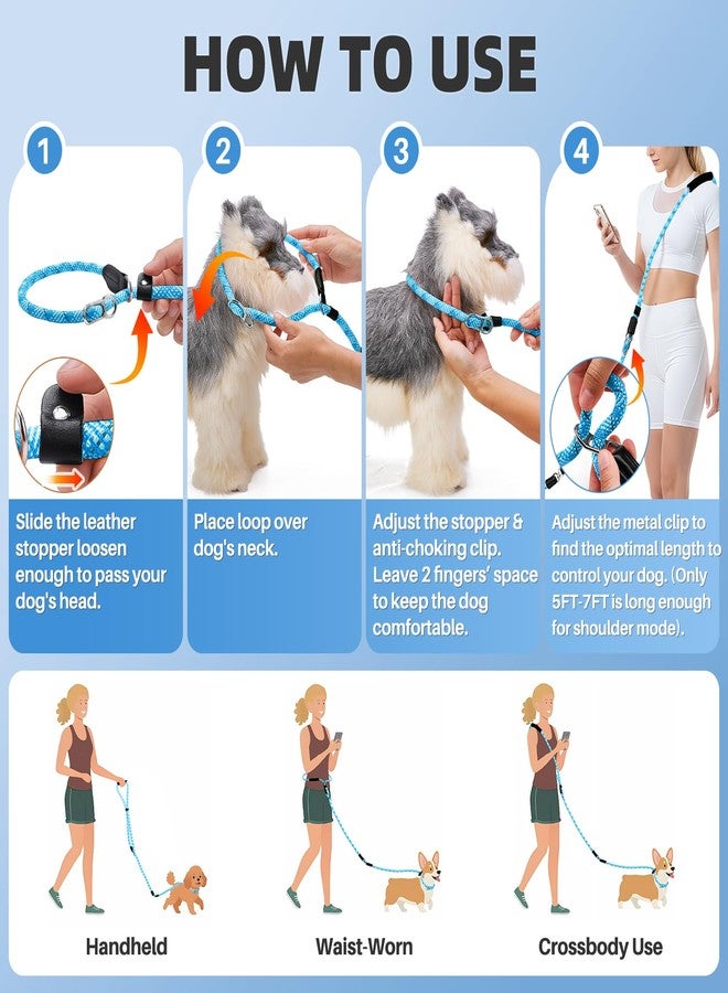 Lukovee Slip Lead Dog Leash, 4-6 FT x 1/2" Adjustable Tangle Free Leash, Heavy Duty Comfortable Reflective No Pull Training Rope Lead with Padded Handle for Medium Large Dogs (Blue, S: 4-6 FT) - Image 4