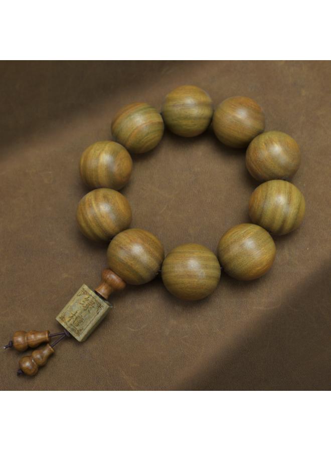 Natural Green Sandalwood 08 Beads Bracelet Rosary Men And Women Couple 0.8 Bracelet Ethnic Ancient Style Handheld