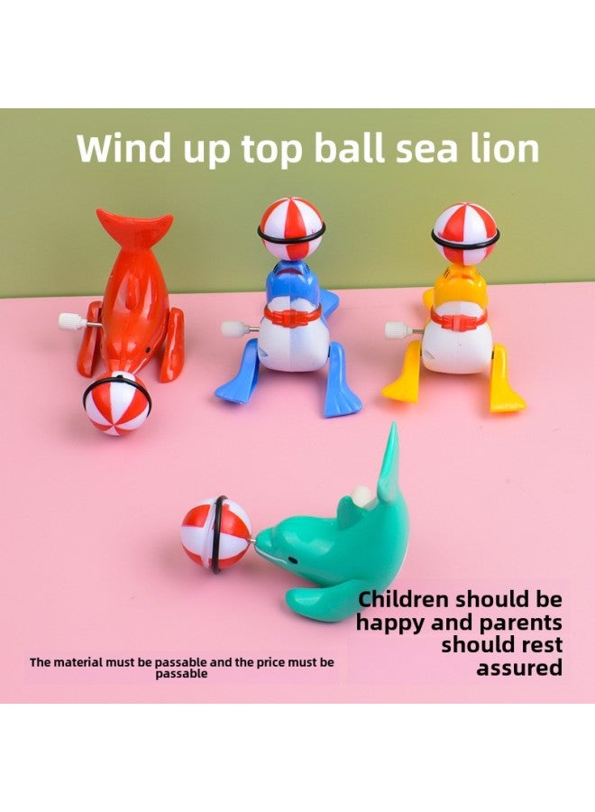 Simulation Winding Small Animal Sea Lion Top Ball Winding Will Run 360 Degrees Rotating Children's Stall Toys Wholesale-Color:On The Chain Wind Top Ball Sea Lion (color Random) - Image 5