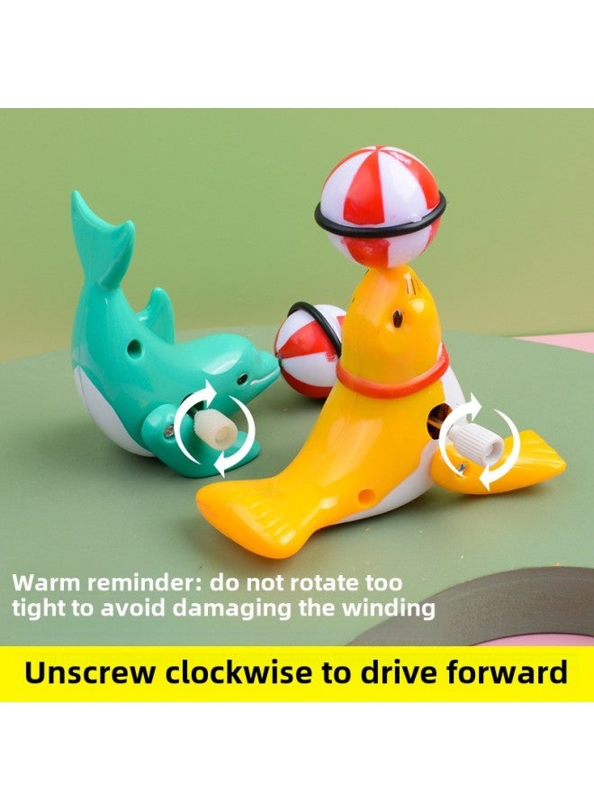 Simulation Winding Small Animal Sea Lion Top Ball Winding Will Run 360 Degrees Rotating Children's Stall Toys Wholesale-Color:On The Chain Wind Top Ball Sea Lion (color Random) - Image 3
