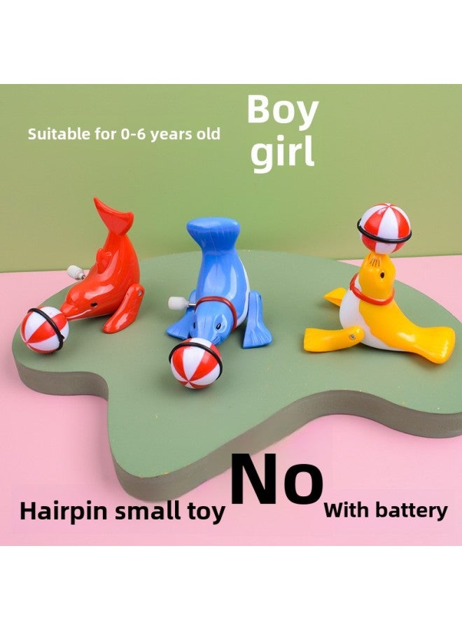 Simulation Winding Small Animal Sea Lion Top Ball Winding Will Run 360 Degrees Rotating Children's Stall Toys Wholesale-Color:On The Chain Wind Top Ball Sea Lion (color Random) - Image 4
