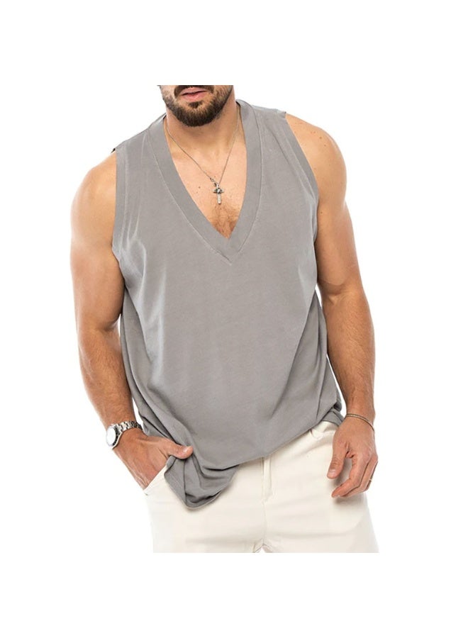 Loose Men's Cotton Tank Top Summer Casual Sporty Sleeveless Vest - Image 1