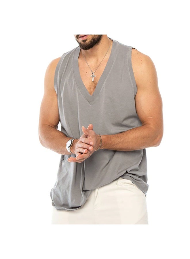 Loose Men's Cotton Tank Top Summer Casual Sporty Sleeveless Vest - Image 2