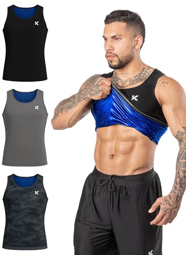 Kewlioo Mens Heat Trapping Pullover Sweat Enhancing Vest Sauna Suit Shirt Compression Vest Shapewear Top for Gym Exercise Multicolor 4XLarge5XLarge - Image 1