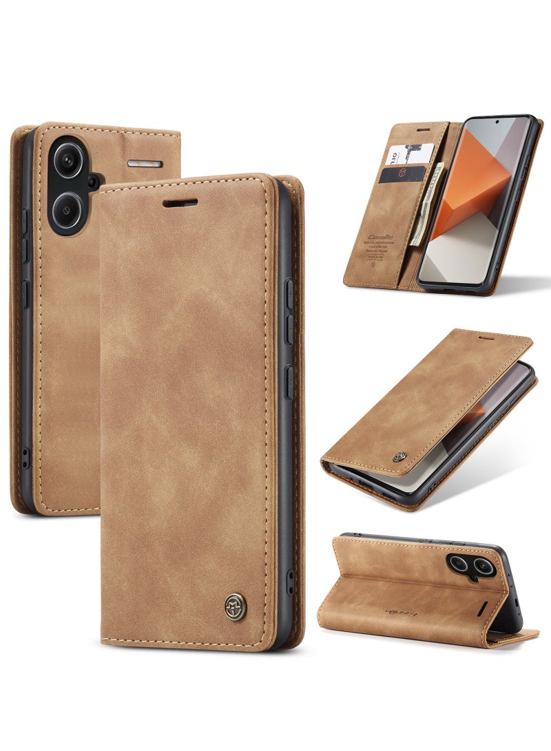 كيس مي غطاء للهاتف المحمول من شاومي ريدمي نوت 13 برو بلس، من الجلد الصناعي الناعم المضاد للصدمات، غطاء محفظة يوفر حماية كاملة للجسم، يغلق بشكل مغناطيسي - Image 1