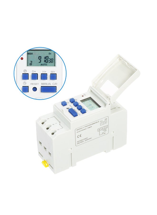 Generic - THC15A Digital LCD Power Programmable Timer Switch Relay 16A Amp Electronic Weekly 7 Days 16 On & Off Relay Timer Control AC 220V Din Rail Mount Timing Swtich - Image 1