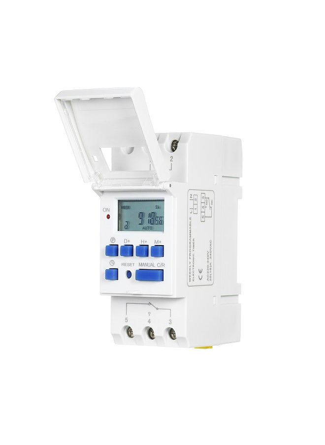 Generic - THC15A Digital LCD Power Programmable Timer Switch Relay 16A Amp Electronic Weekly 7 Days 16 On & Off Relay Timer Control AC 220V Din Rail Mount Timing Swtich - Image 1