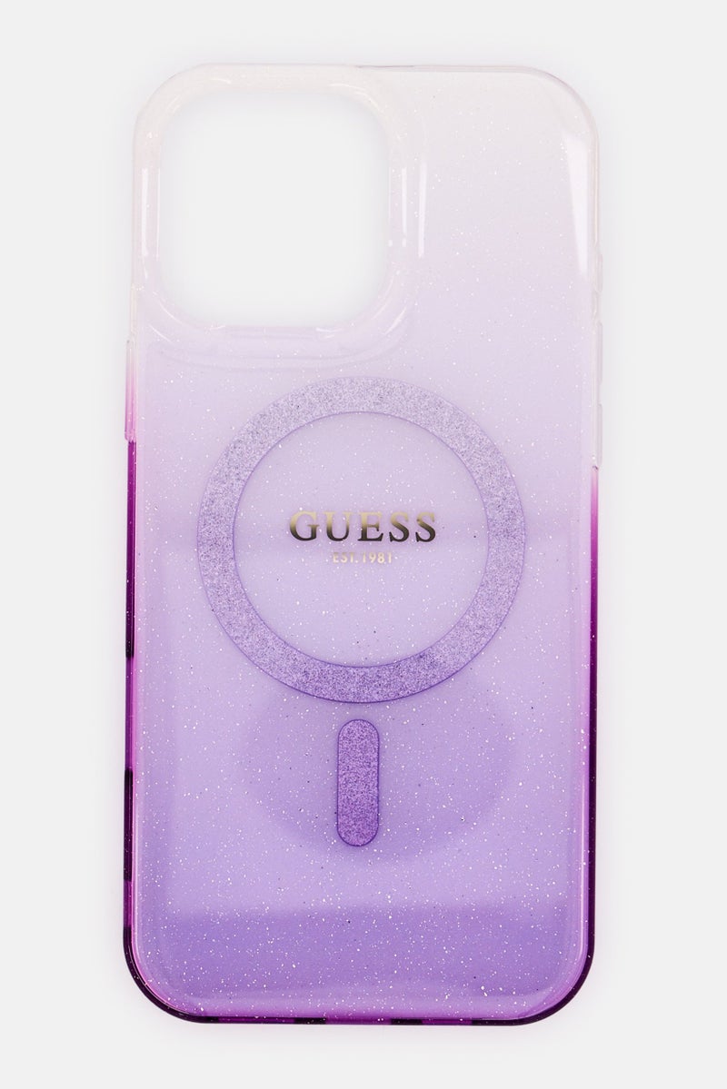 GUESS iPhone 16 Pro Max Magsafe Glittered Protective Case, Lavender - Image 1
