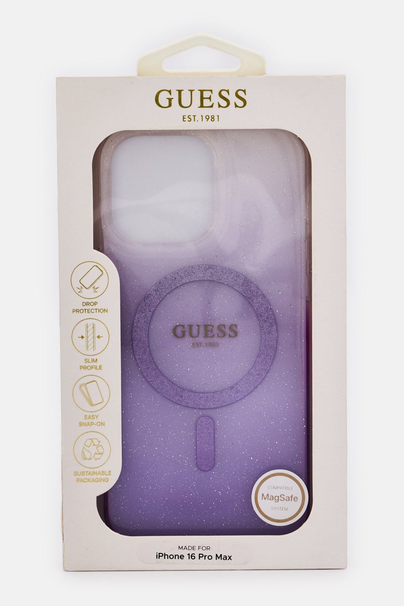 GUESS iPhone 16 Pro Max Magsafe Glittered Protective Case, Lavender - Image 2