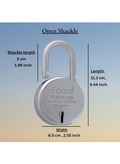 Foora Foora Aligarh Round 65mm Lock Metal Body Double Locking 8 Steel Levers 21 Keys with Keychain Silver Finish HighSecurity Padlock for Doors Gates Shutters Made in India  - Image 2