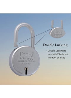 Foora Foora Aligarh Round 65mm Lock Metal Body Double Locking 8 Steel Levers 21 Keys with Keychain Silver Finish HighSecurity Padlock for Doors Gates Shutters Made in India  - Image 5