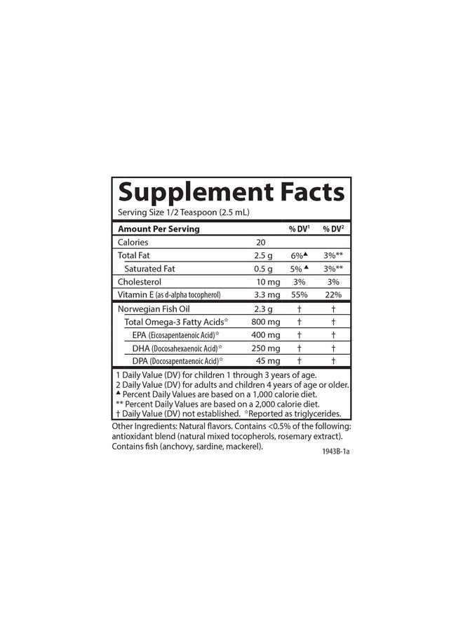 Carlson - Kid's The Very Finest Fish Oil, 800 mg Omega-3s, Liquid Fish Oil Supplement, Norwegian Fish Oil, Wild-Caught, Sustainably Sourced Fish Oil Liquid, Just Peachie, 200 mL (6.7 Fl Oz) - Image 3