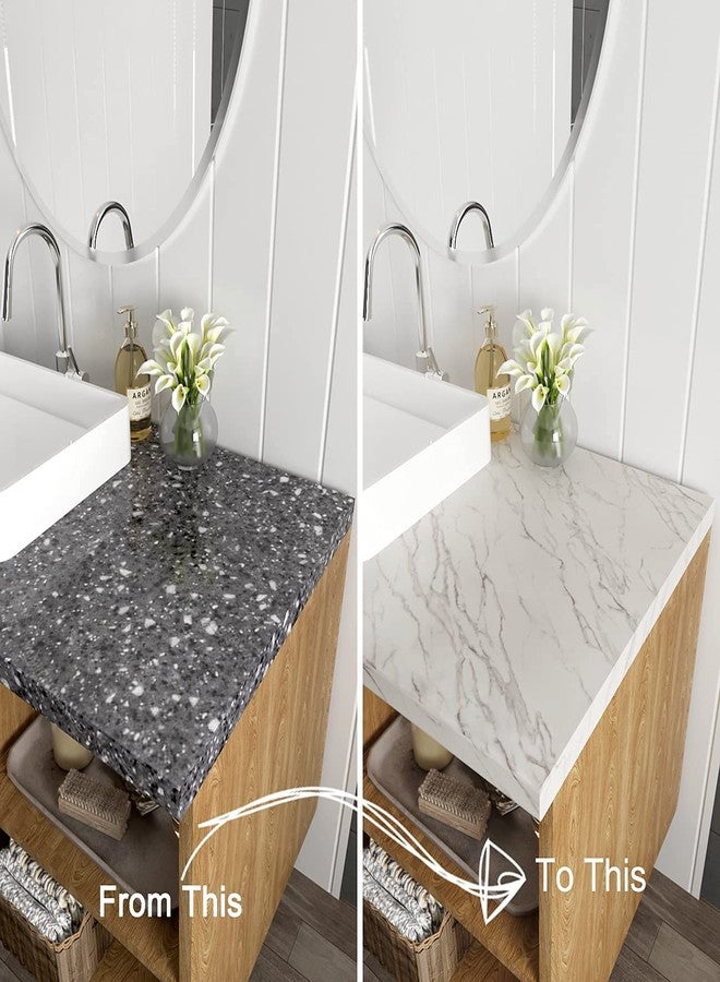 Decotalk Marble Contact Paper Peel and Stick Countertops Contact Paper White Marble Wallpaper for Countertops Waterproof Matte Marble Counter Top Cover Removable Vinyl Wallpaper for Kitchen 12"x120" - Image 4