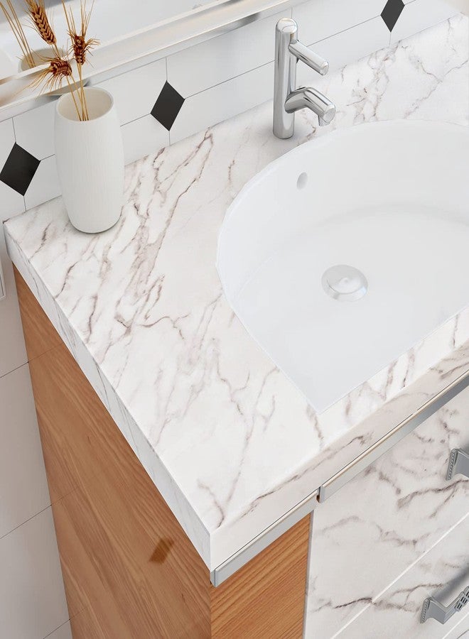 Decotalk Marble Contact Paper Peel and Stick Countertops Contact Paper White Marble Wallpaper for Countertops Waterproof Matte Marble Counter Top Cover Removable Vinyl Wallpaper for Kitchen 12"x120" - Image 3