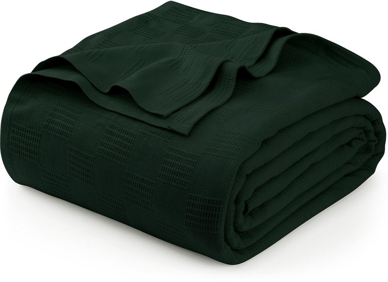 Utopia Bedding Forest Green 100% Cotton Blanket [Queen Size - 90x90 Inch] 350GSM Lightweight, Soft and Breathable Thermal Blanket for All Seasons - Image 1