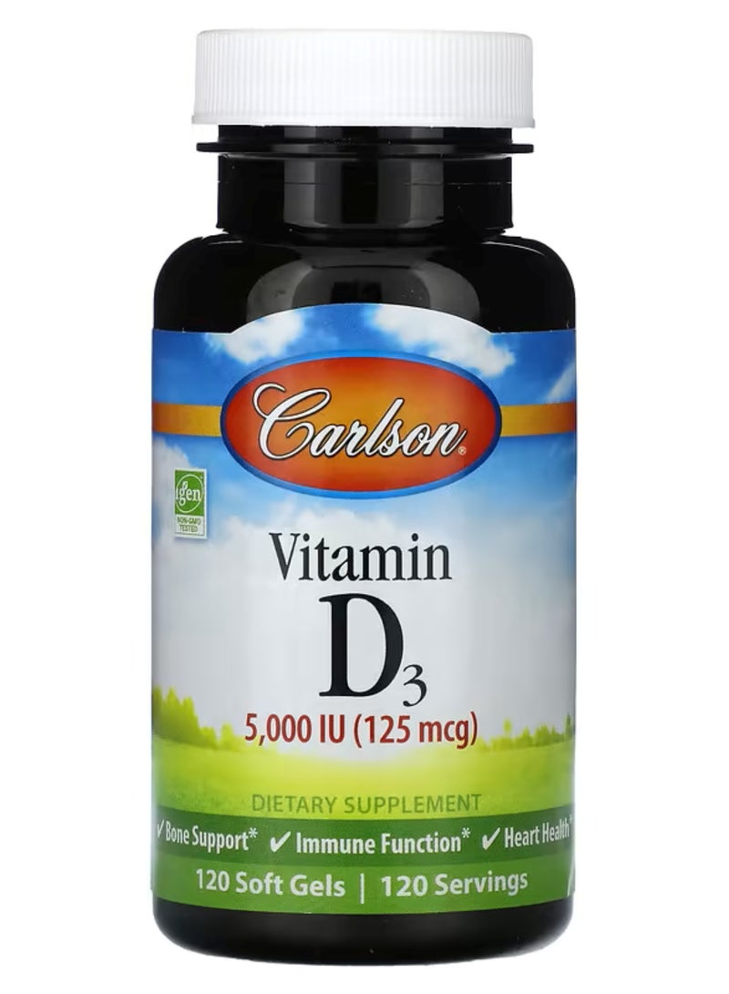 Carlson, Vitamin D3, 125 mg (5,000 IU), 120 Softgels