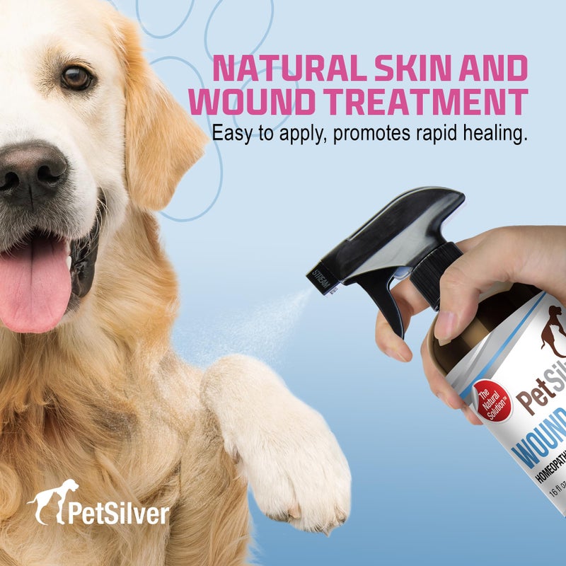 PetSilver Wound & Skin Spray - Dog Wound Spray, Hot Spot, Allergy Relief for Dogs, Itch Spray for Cats - Natural Skin Soother - Chelated Silver, Superior to Colloidal Silver - Made in USA - 16 fl oz - Image 2