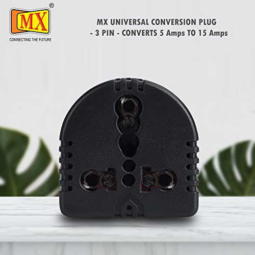 MX محول التوصيل العالمي MX بثلاث دبابيس يحول التيار من 5 أمبير إلى 15 أمبير بجسم مقاوم للهب ومصنوع من مواد عالية الجودة ومحول سفر متعدد الاستخدامات - Image 2