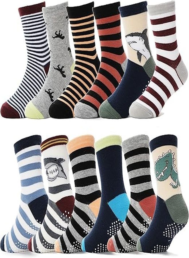 TERI BERI Baby Boys Grips Socks Kids Toddlers Infants Non Slip/Anti Skid Crew Cotton Socks (1-3 yrs, pack of 6) - Image 1