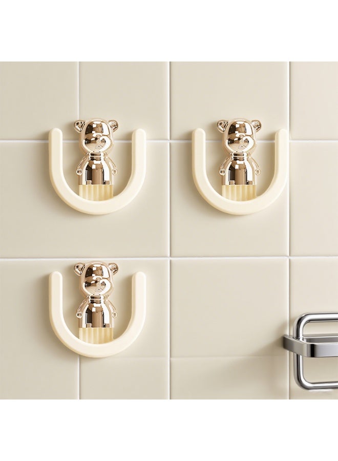 Noon East 3 Pack Plastic Hanging Shoe Organizer Shelf with Sticky Hanging Mounts, No Punching Hole Slipper Holder for Making Your Room Tidy, 9 x 3.6 x 9 cm, Cream/Silver - Image 2