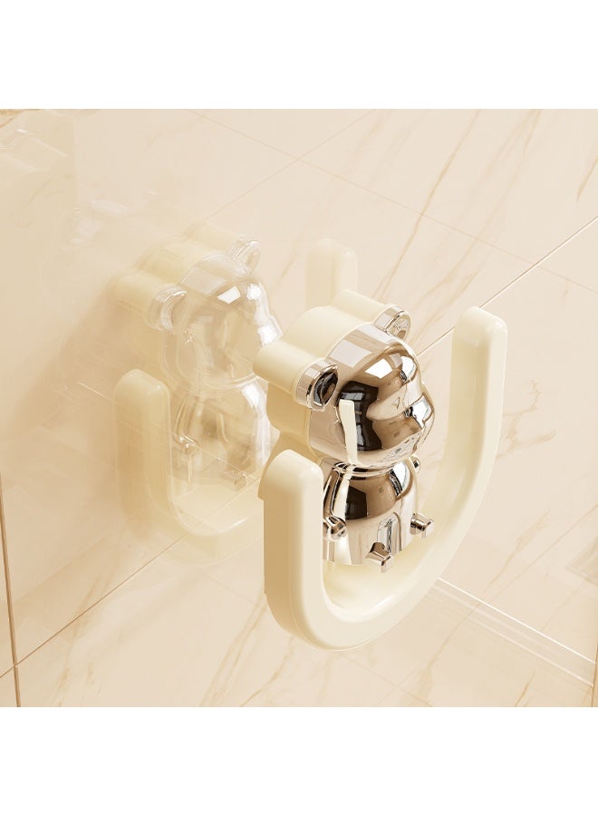 Noon East 3 Pack Plastic Hanging Shoe Organizer Shelf with Sticky Hanging Mounts, No Punching Hole Slipper Holder for Making Your Room Tidy, 9 x 3.6 x 9 cm, Cream/Silver - Image 4