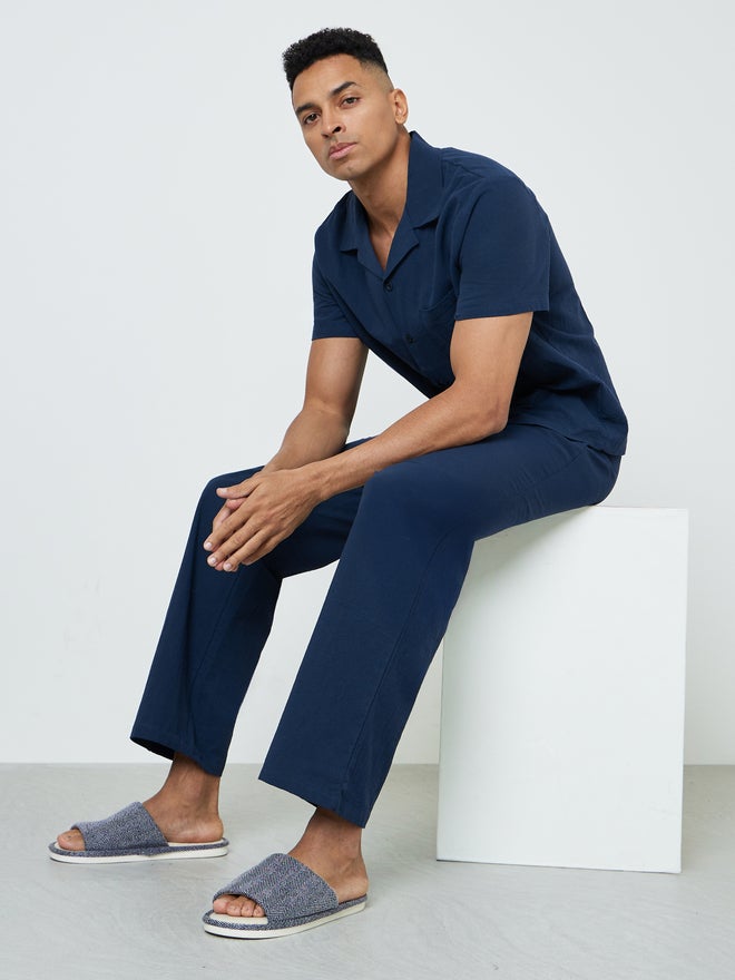 Styli Men Solid Pocket Detail Shirt and Pyjama Set - Image 1