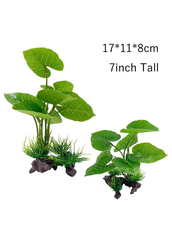 Smoothedo-Pets Fish Tank Decorations Aquarium Decor 3pcs Ornaments Betta Silk Leaf pad Hammock Artifical Driftwood Cave Goldfish Bowl Accessories (Mix-Leaf-Set-G) - Image 3