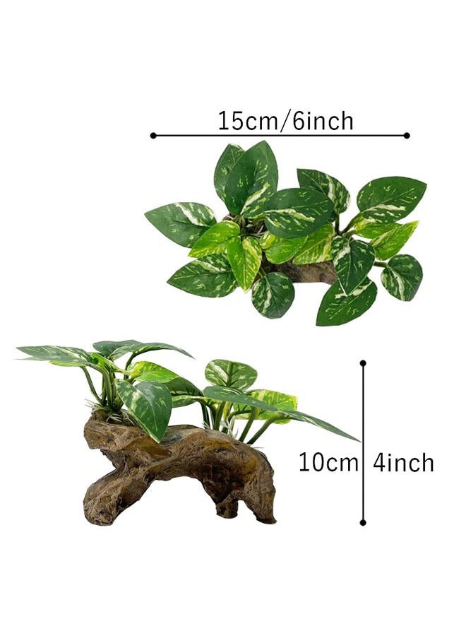 Smoothedo-Pets Fish Tank Decorations Aquarium Decor 3pcs Ornaments Betta Silk Leaf pad Hammock Artifical Driftwood Cave Goldfish Bowl Accessories (Mix-Leaf-Set-G) - Image 5