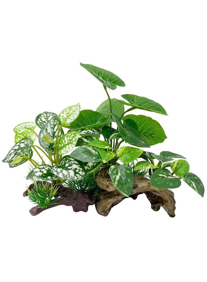 Smoothedo-Pets Fish Tank Decorations Aquarium Decor 3pcs Ornaments Betta Silk Leaf pad Hammock Artifical Driftwood Cave Goldfish Bowl Accessories (Mix-Leaf-Set-G) - Image 1