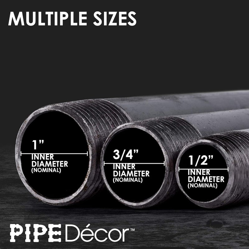PIPE DECOR 3/4” x 1.5” Black Steel Plumbing Pipe, Pre Cut, Industrial Steel Grey Fits Standard 3/4 Inch Threaded Black Malleable Iron Fittings, Build Vintage DIY Furniture, 8 Pack - Image 5