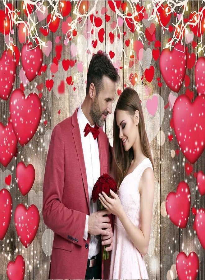CHAIYA 10x8ft Valentine Backdrop Wood Backdrop Vinyl Red Love Heart Valentine's Day Backdrops for Photography Mother's Day Party Bridal Shower Valentine Day Dessert Cake Table Decoration CY-147 - Image 3