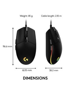 Logitech G203 Light Sync Gaming Mouse With Customizable RGB Lighting, 6 Programmable Buttons, Gaming Grade Sensor, 8 k dpi Tracking,16.8mn Color, Light Weight Black  - Image 3