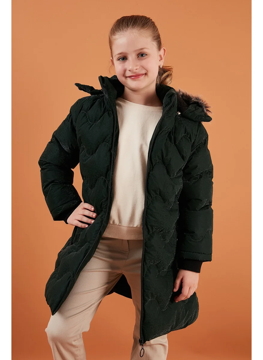 Lela Plush Lined Faux Fur Collar Removable Hooded Winter Coat Girls' Coat 5761905