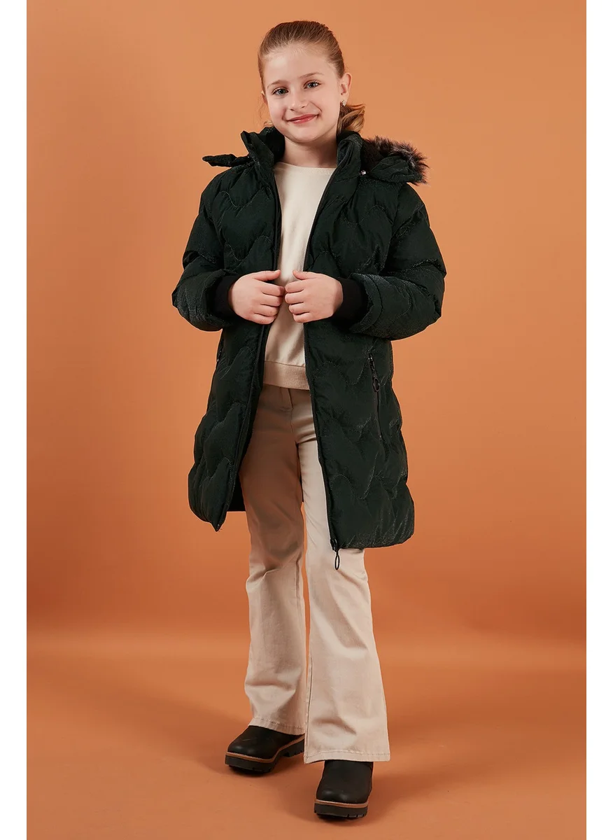 Lela Plush Lined Faux Fur Collar Removable Hooded Winter Coat Girls' Coat 5761905