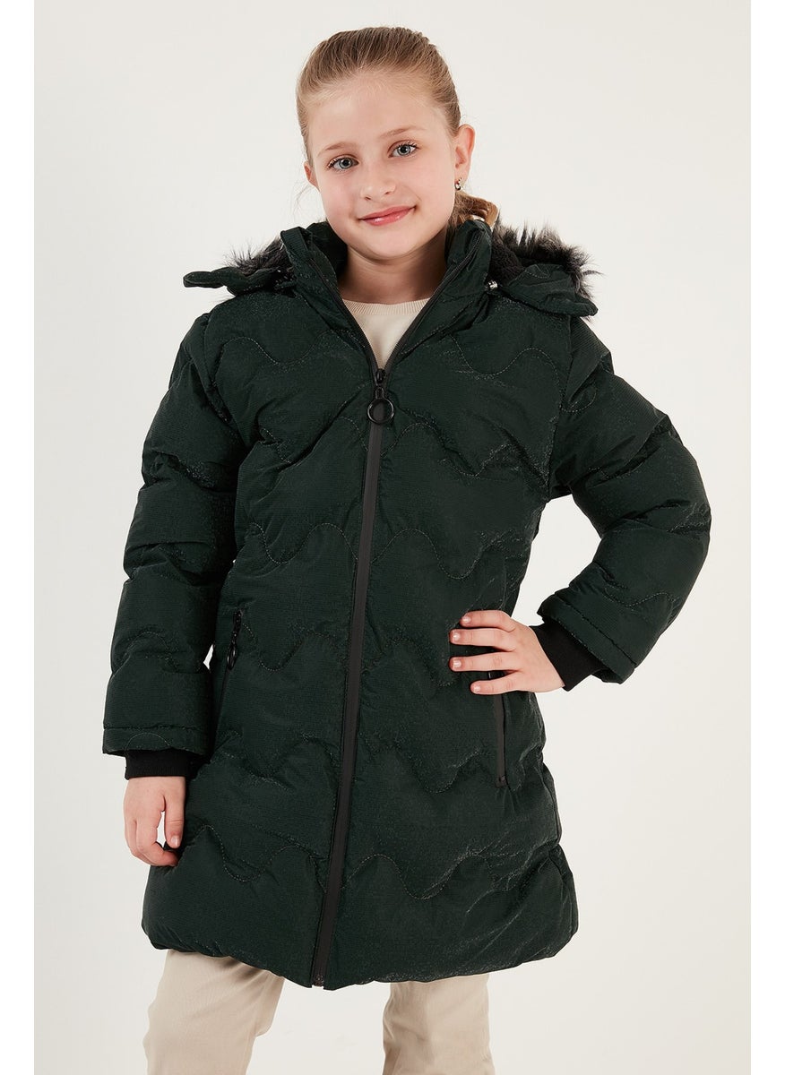 Lela Plush Lined Faux Fur Collar Removable Hooded Winter Coat Girls' Coat 5761905  - Image 3