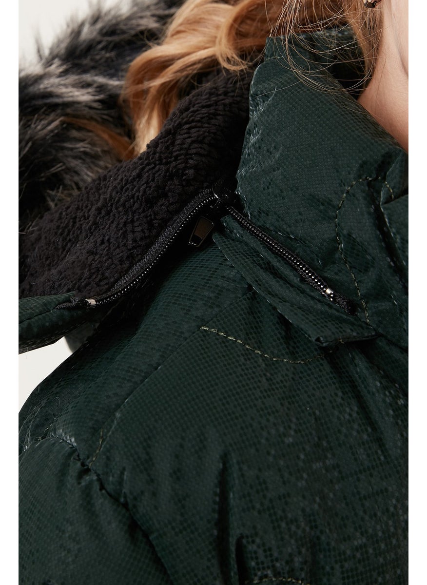 Lela Plush Lined Faux Fur Collar Removable Hooded Winter Coat Girls' Coat 5761905  - Image 4