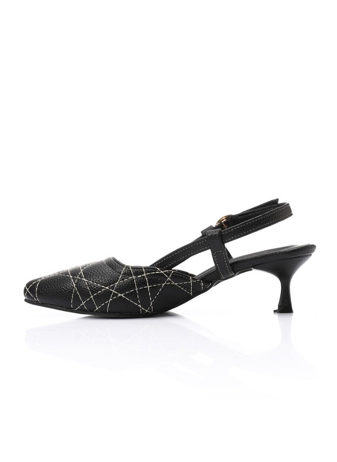 Mr.joe Mr Joe Black with white stitches Slingback Kitten Heels – Elegant & Comfortable for Any Occasion - 3020  - Image 4