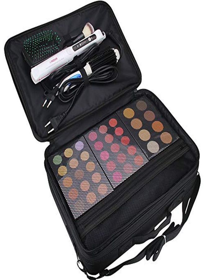 Rozia Makeup Box For Girls Makeup Kit, Makeup Pouch Case Cosmetic Bag Brush Organizer And Storage 16.5 Inches Travel Make Up Artist Box 3 Layer, Black  - Image 5