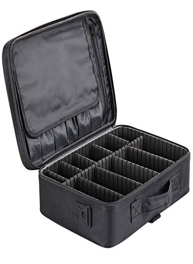 Rozia Makeup Box For Girls Makeup Kit, Makeup Pouch Case Cosmetic Bag Brush Organizer And Storage 16.5 Inches Travel Make Up Artist Box 3 Layer, Black  - Image 4