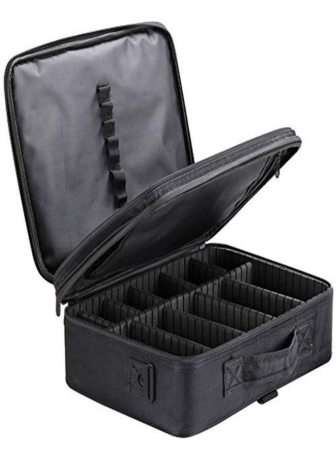 Rozia Makeup Box For Girls Makeup Kit, Makeup Pouch Case Cosmetic Bag Brush Organizer And Storage 16.5 Inches Travel Make Up Artist Box 3 Layer, Black  - Image 2