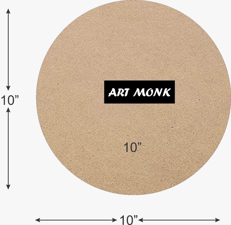 Generic Art Monk 6 Piece Round MDF Boards for Art and Craft Wood Round MDF Sheets for Craft Work DIY MDF Cutouts 10 Inch 6 Pcs  - Image 2