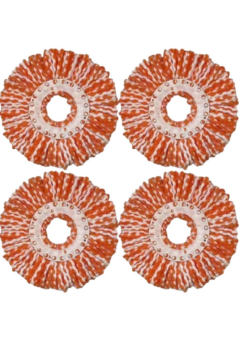Zalcoon Spin Mop Replacement Head for 360°, Microfiber Mop Head Replacement Refills Round Shape Standard Size (Pack of 4 Pieces) (Red & White)  - Image 1