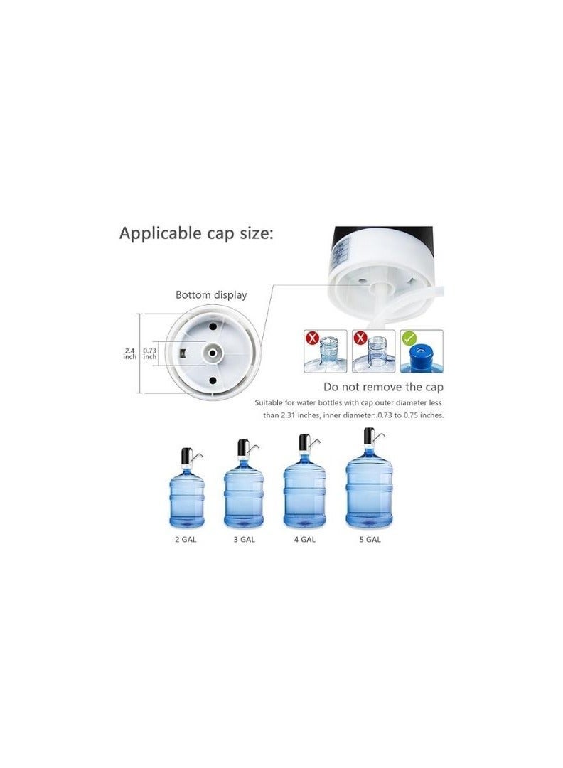 Water Bottle Pump Electric Portable USB Charging for 5 Gallon Water Bottle with 1200MAH Battery Powered Black - Image 3