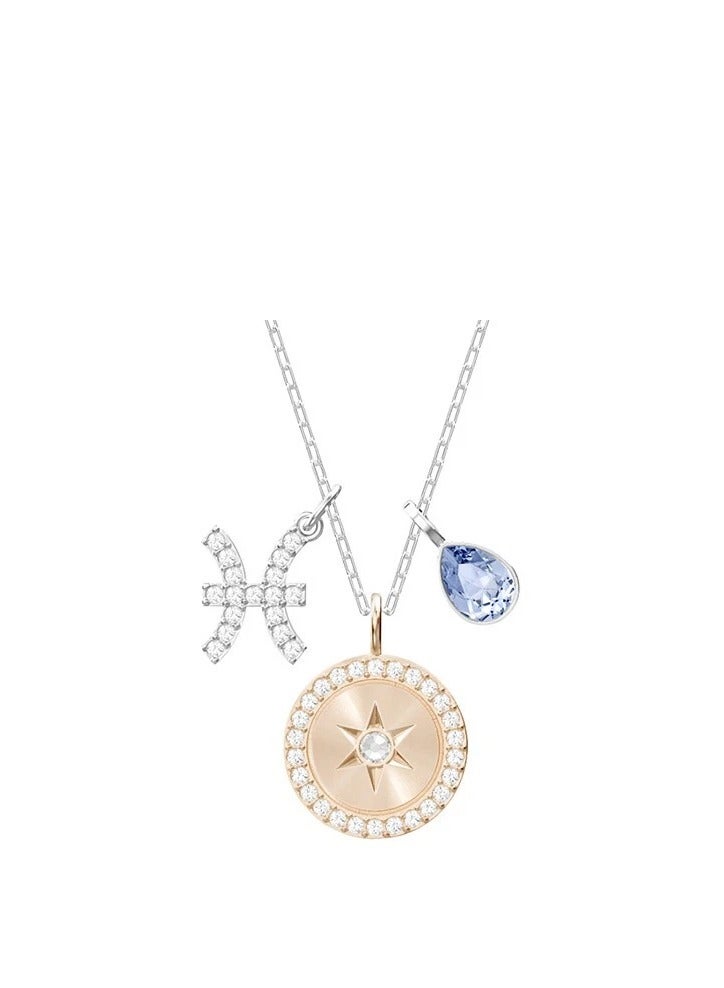 Swaro Pisces Zodiac Stone Studded Pendant Necklace - Image 2