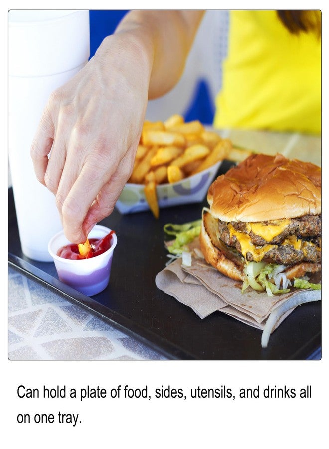 باتيكيل صينية طعام سريعة باتيكيل 9.7 × 7، صينية تقديم بلاستيكية مستطيلة متعددة الأغراض قابلة لإعادة الاستخدام للمطاعم والمطابخ المنزلية، لون أسود - Image 4