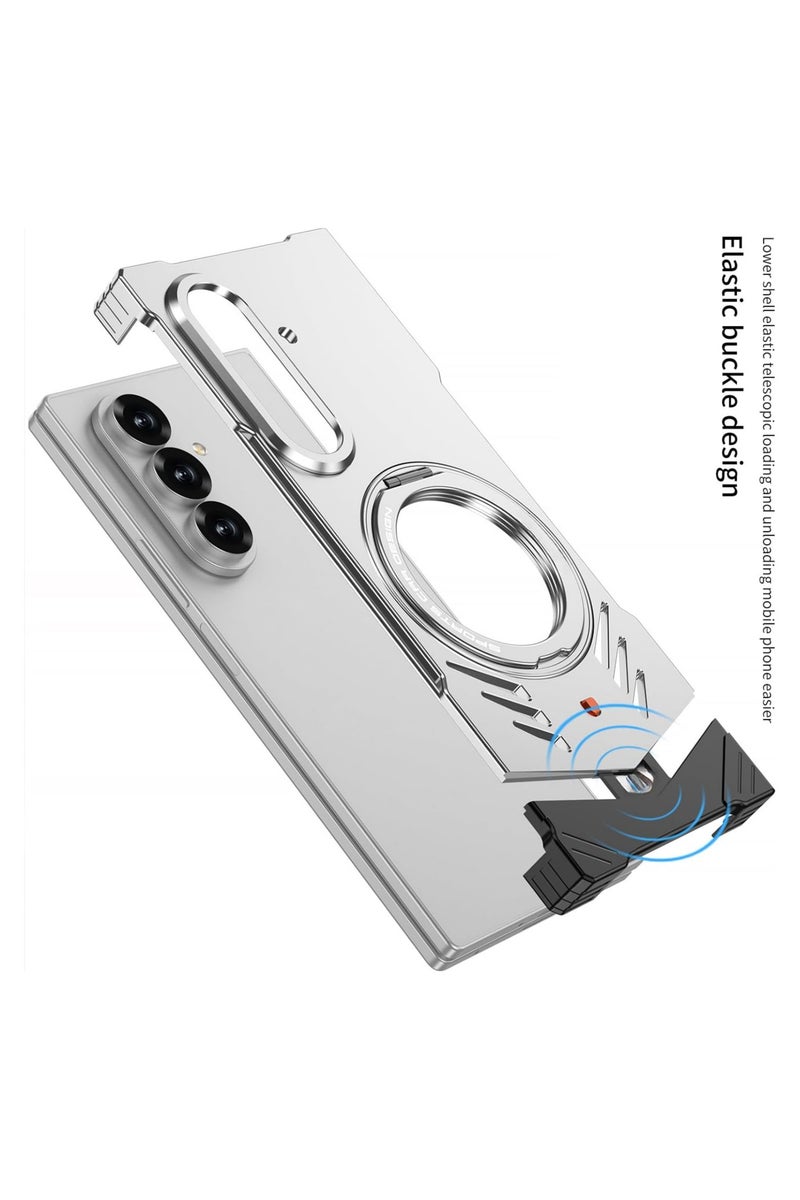 general Metal elastic snap-on case compatible with Samsung Galaxy Z Fold 7 protective case with rotating stand, stylish design with metal heat dissipation, frameless, drop-proof flip cover. - Image 2