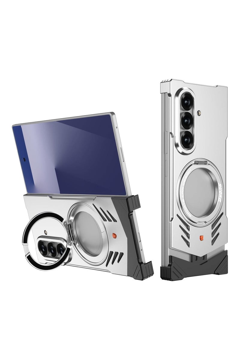 general Metal elastic snap-on case compatible with Samsung Galaxy Z Fold 7 protective case with rotating stand, stylish design with metal heat dissipation, frameless, drop-proof flip cover. - Image 1