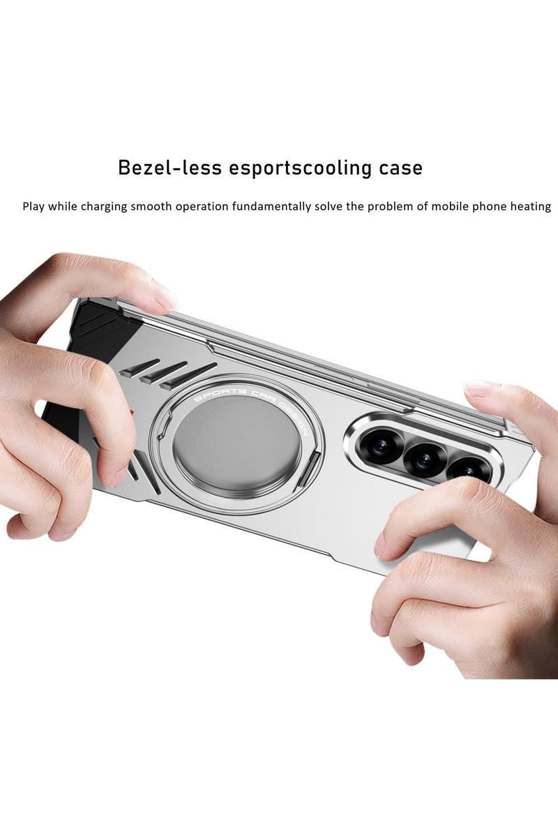 general Metal elastic snap-on case compatible with Samsung Galaxy Z Fold 7 protective case with rotating stand, stylish design with metal heat dissipation, frameless, drop-proof flip cover. - Image 3