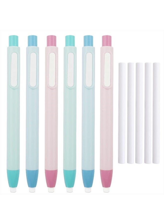 Geluode 6Pcs Retractable Click Eraser with 6Pcs Refill Erasers, Colourful Premium Pen Style Rubber Stick Erasers Mechanical Grip Eraser for Kids Students Artist Painting Writing  - Image 1
